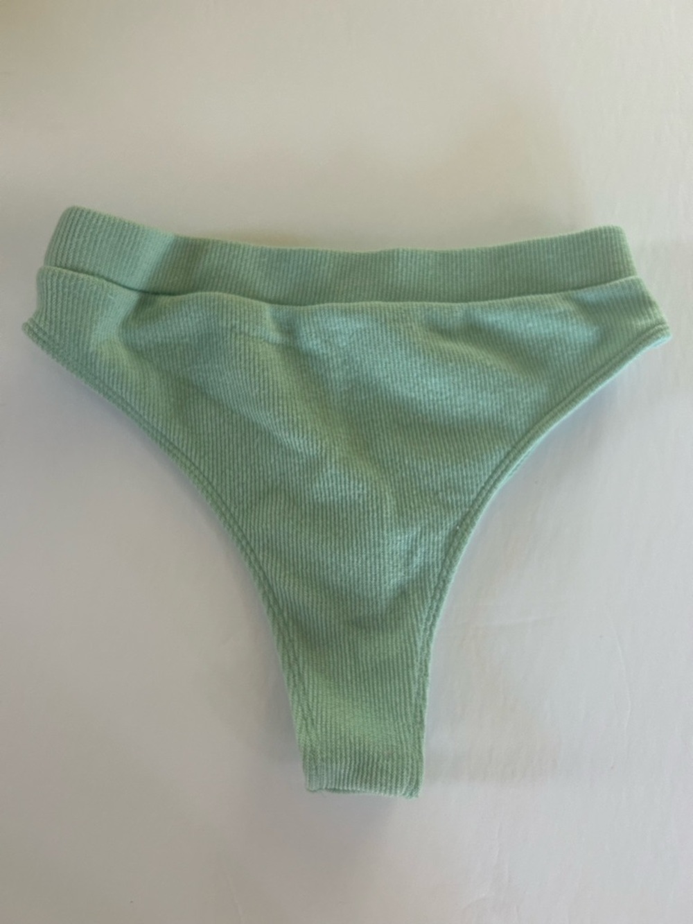 SHEIN Mint Green Ribbed Bikini Briefs for
